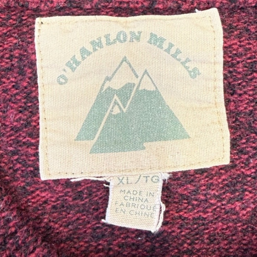 O'Hanlon Mills Mens‎ XL Geometric Colorblock Knit Sweater Burgundy Gray Blue Red - Picture 3 of 6